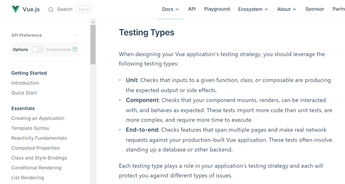 Vue's testing capabilities 