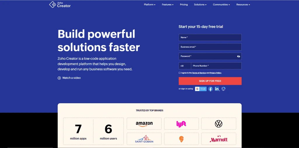 Zoho Creator Website Overview