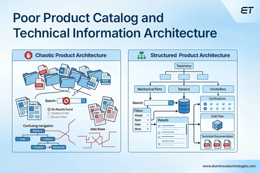 Poor Product Catalog and Technical Information Architecture