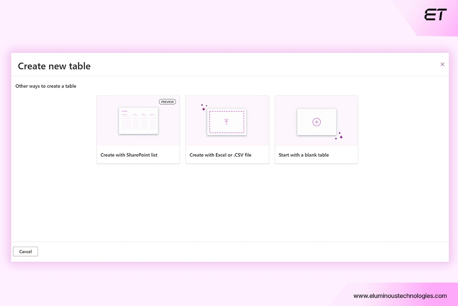 How to Make Power Apps Work Effectively For Your Business 10 Connect The Right Data Sources - Create new table